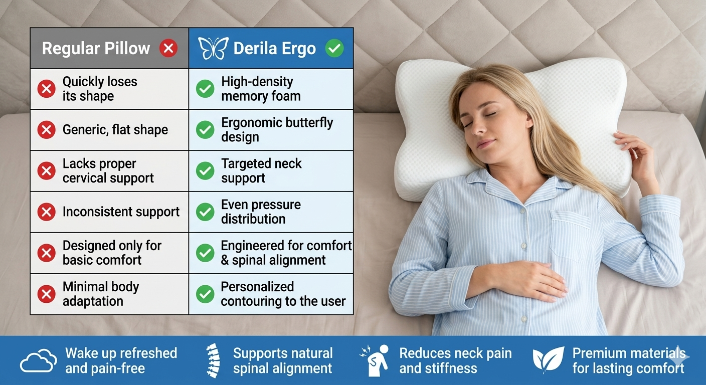 Derila Ergo vs Regular Pillow comparison