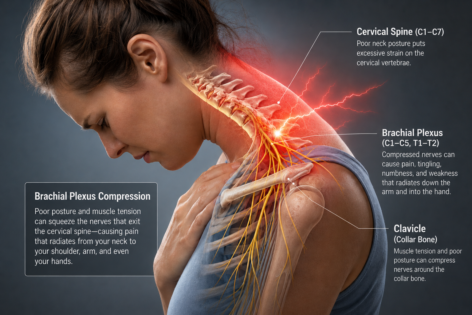Cervical Spine Nerve Pain Illustration